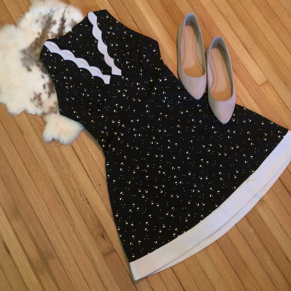 Vintage Black and White Mini Dress - Picture 1 of 6